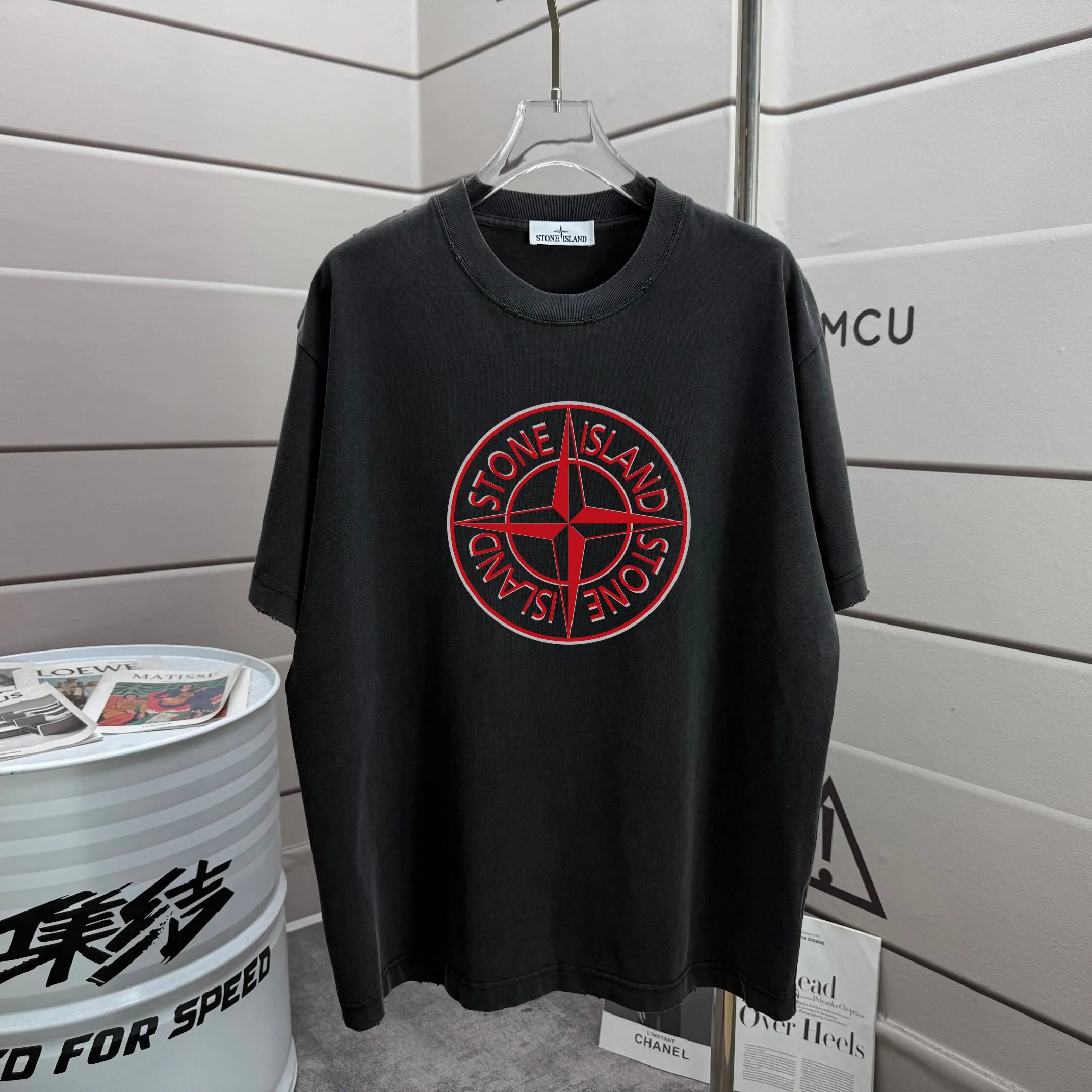 P160 Ston* islan* 石*岛 2025 autumn and winter new style, washed and worn 320g round neck short-sleeved tee, loose version for men and women, color: washed black, washed white, washed gray, washed brown gray Size: S M L XL XXL Size: S (90-130 catties) M (120-150 catties) L (140-165 catties) (160-180 catties) XXL (180-210 catties)